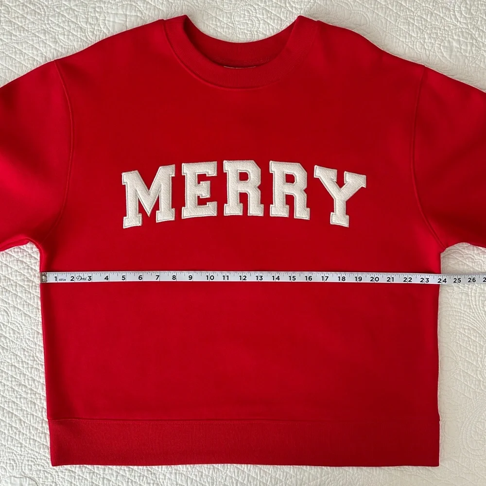 NWT Universal Thread Red “Merry” Christmas Crewneck Sweatshirt Women’s XL Target - Picture 6 of 9